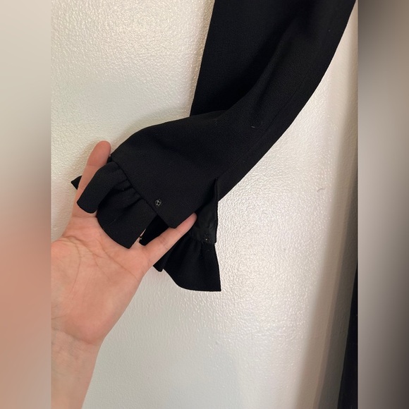 Vintage Millie Parnis Wool Blend Ruffle Bow Long Sleeve Dress size 10 Black - Picture 2 of 5